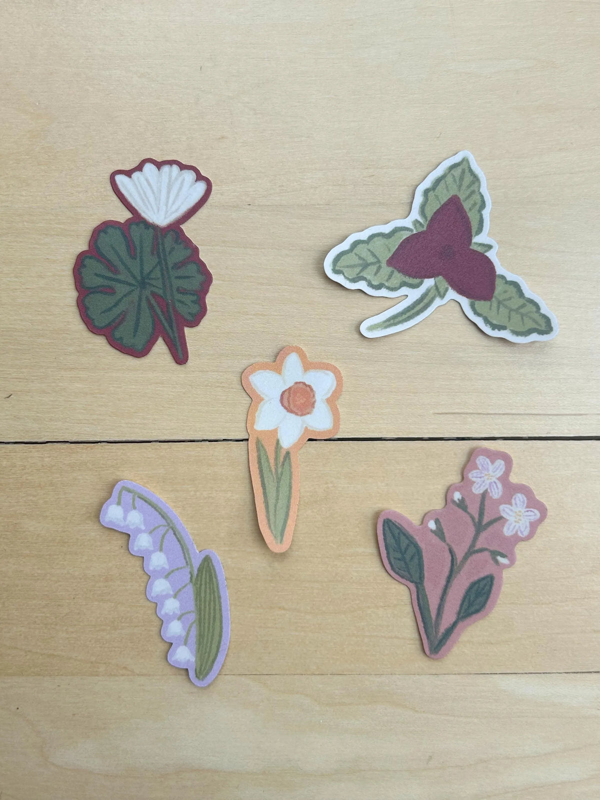 Spring flowers vinyl sticker blind bag - 3 handmade random decals